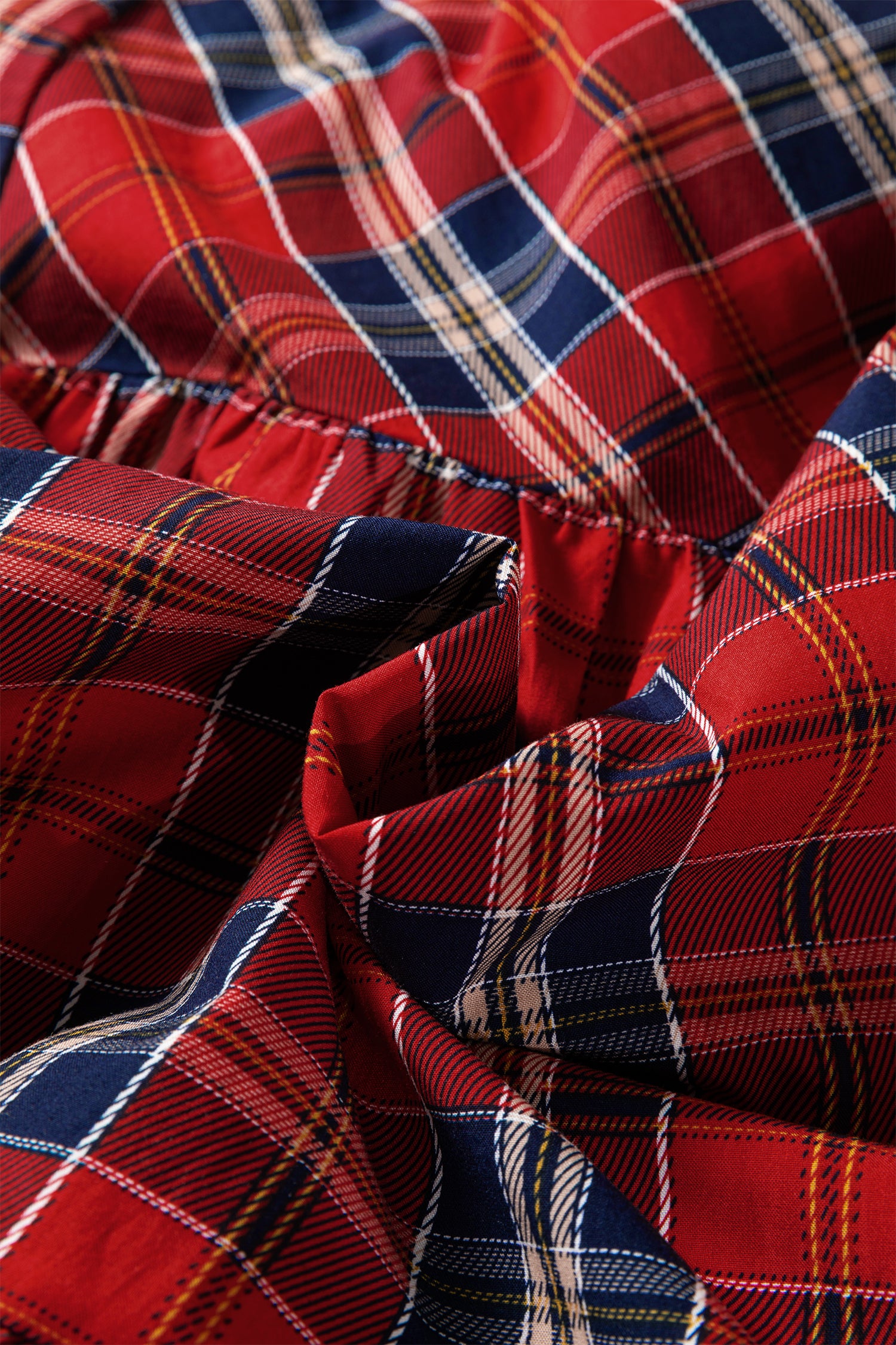 Red Plaid Long Sleeve Mini Dress Dear-Lover Dropshipping Dresses/Mini Dresses