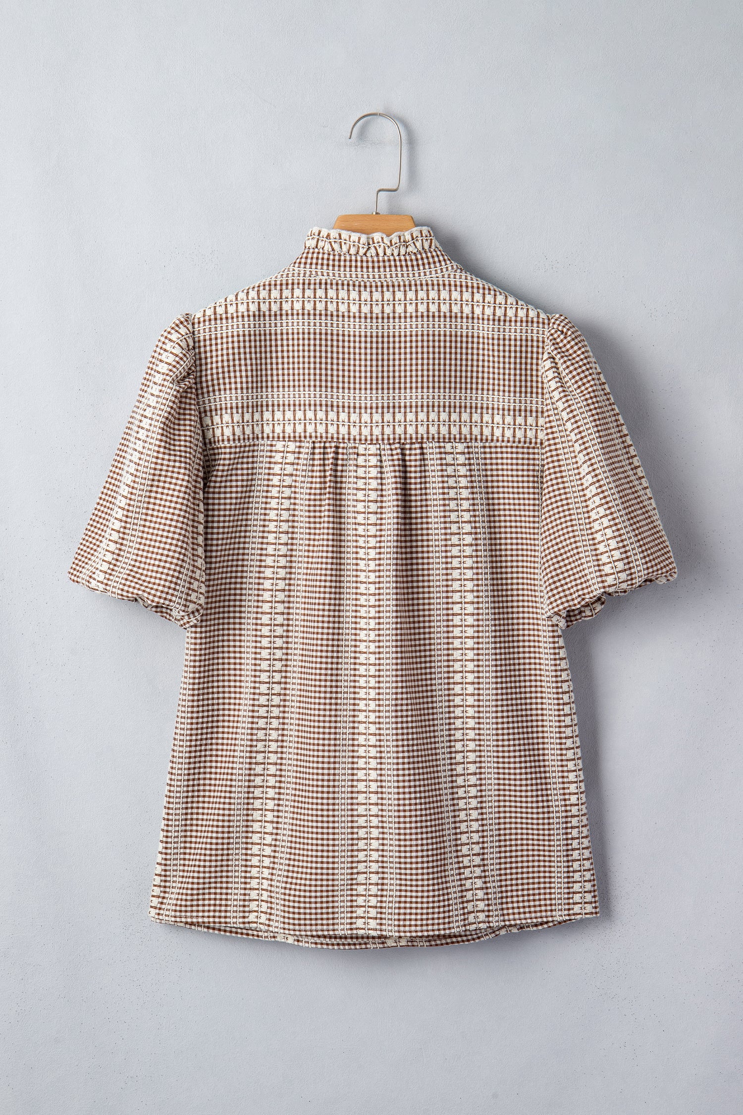 Western Horse Embroidered Gingham Blouse – Puff Sleeve Rustic Summer Top Dear-Lover Dropshipping Tops/Blouses & Shirts