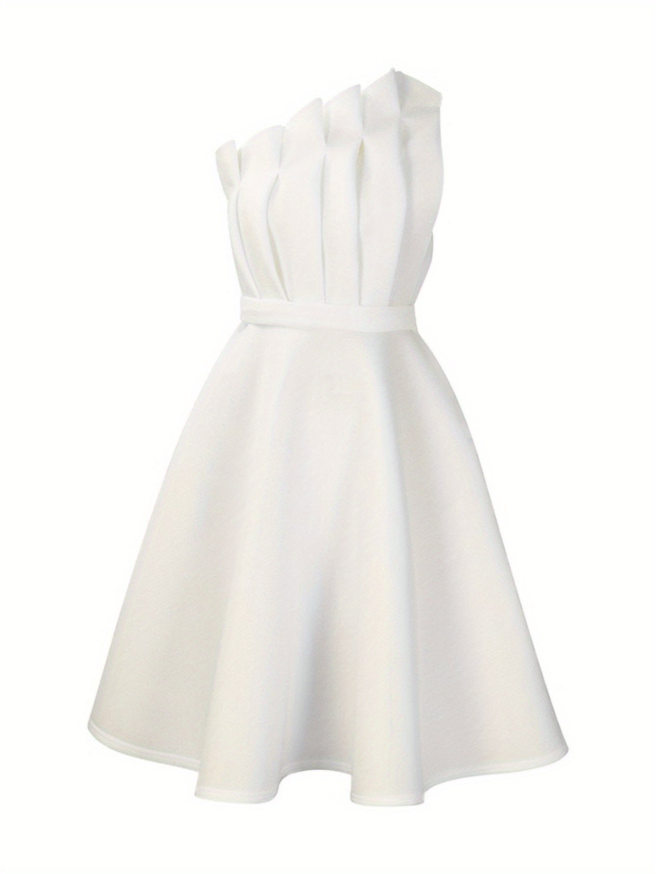 Pleated High-Waisted Bridesmaid Dress
