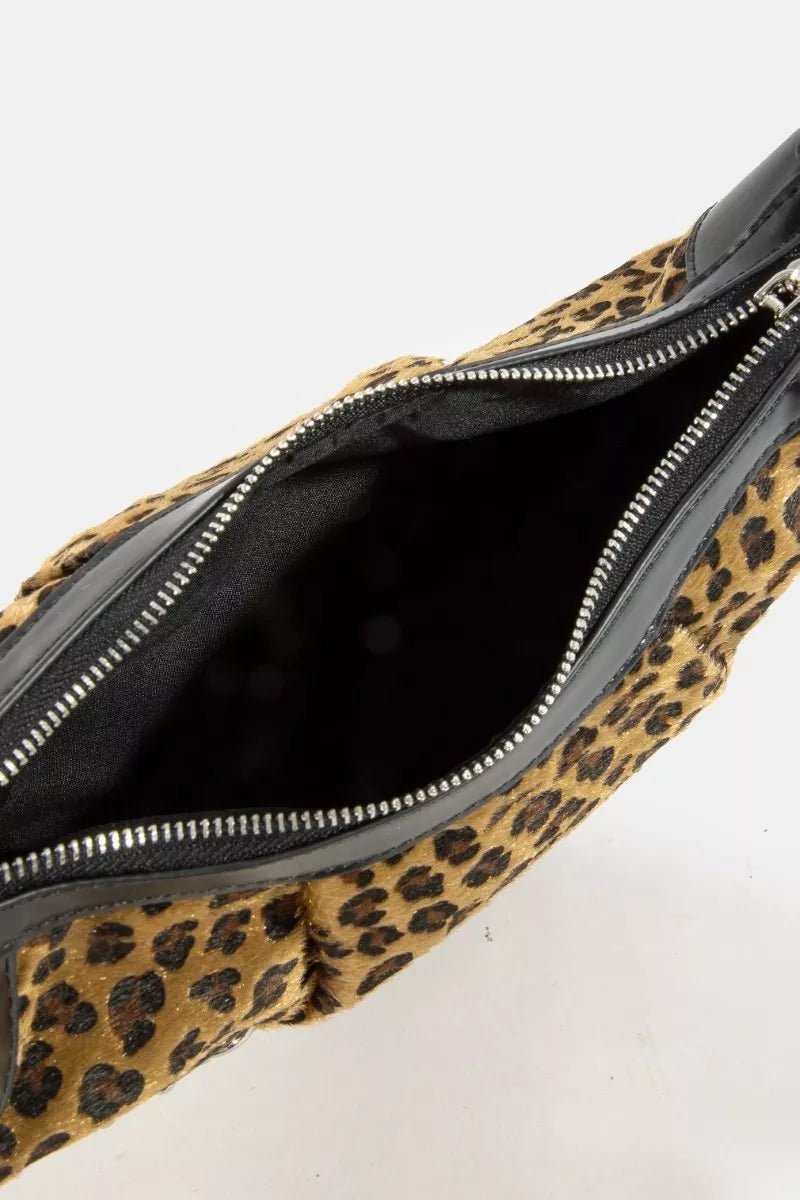 Fame Leopard Print Half Moon Shoulder Bag - Bazaare Mart