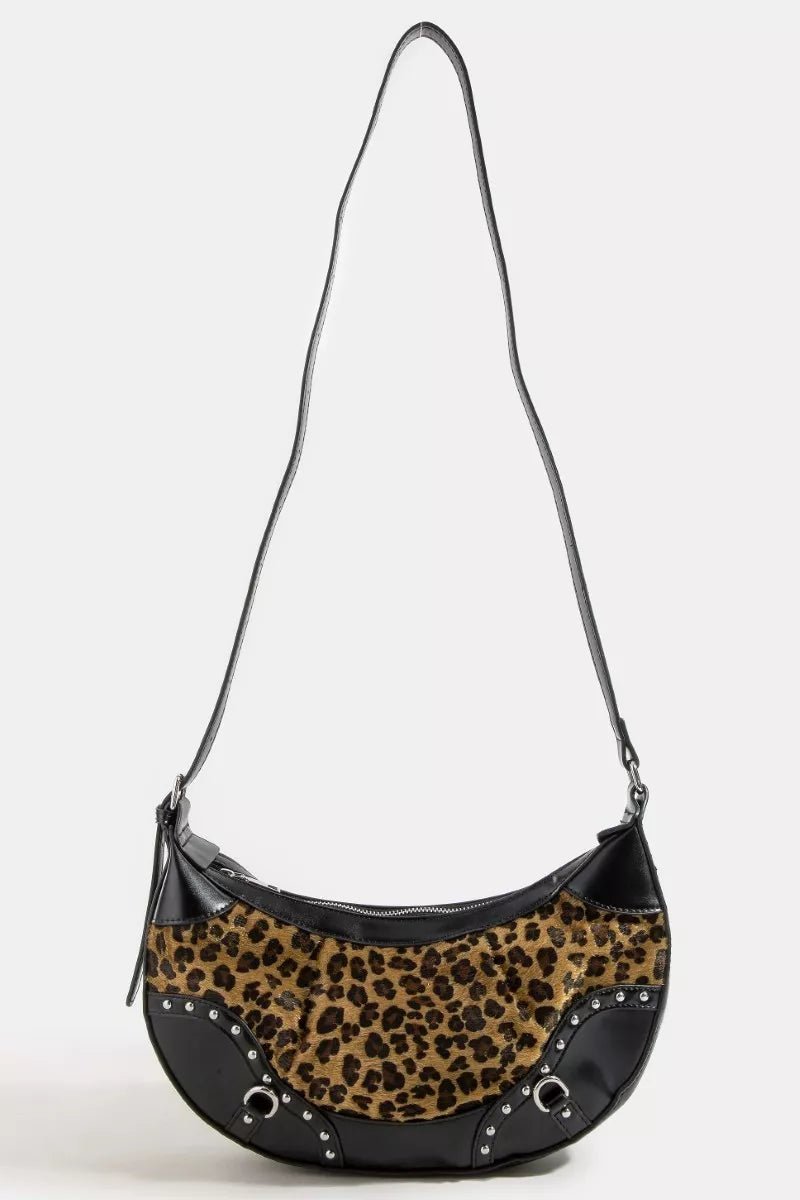 Fame Leopard Print Half Moon Shoulder Bag - Bazaare Mart