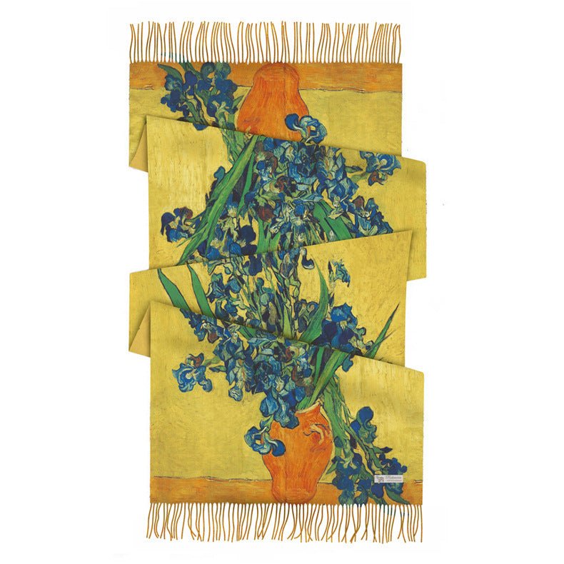 Famous Art Digital Print Long Fringe Scarves - Bazaare Mart