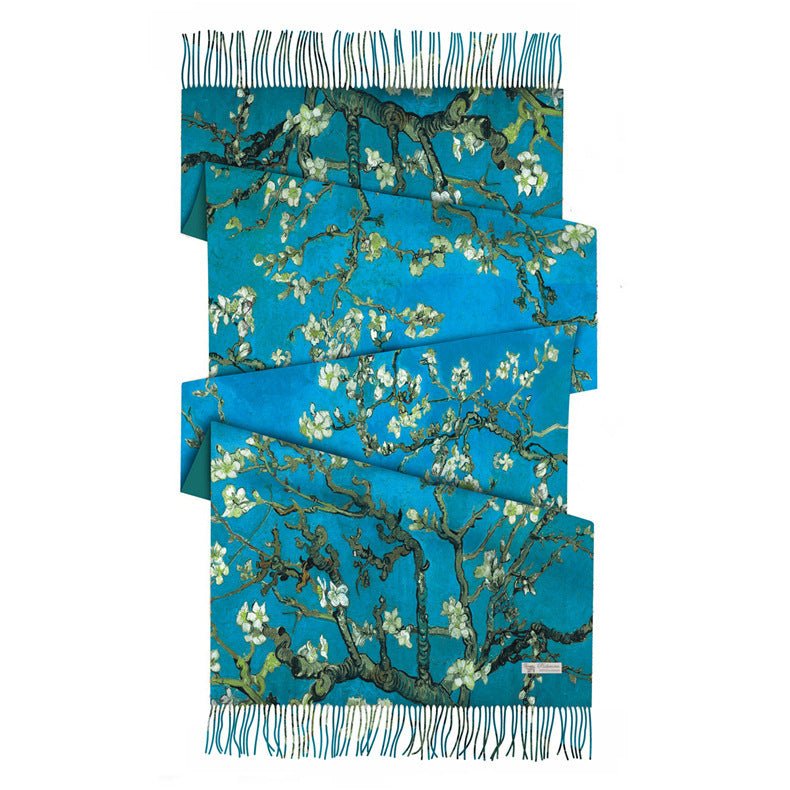 Famous Art Digital Print Long Fringe Scarves - Bazaare Mart
