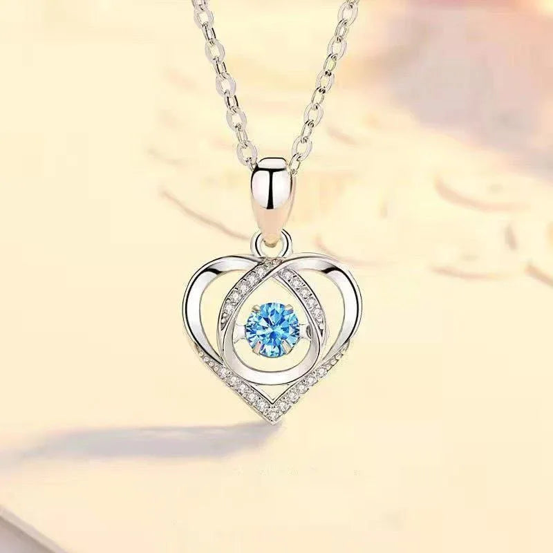 Faux Aquamarine Floating Heart Jewelry Set - Bazaare Mart
