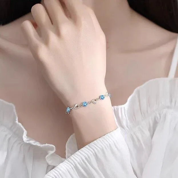 Faux Aquamarine Floating Heart Jewelry Set - Bazaare Mart