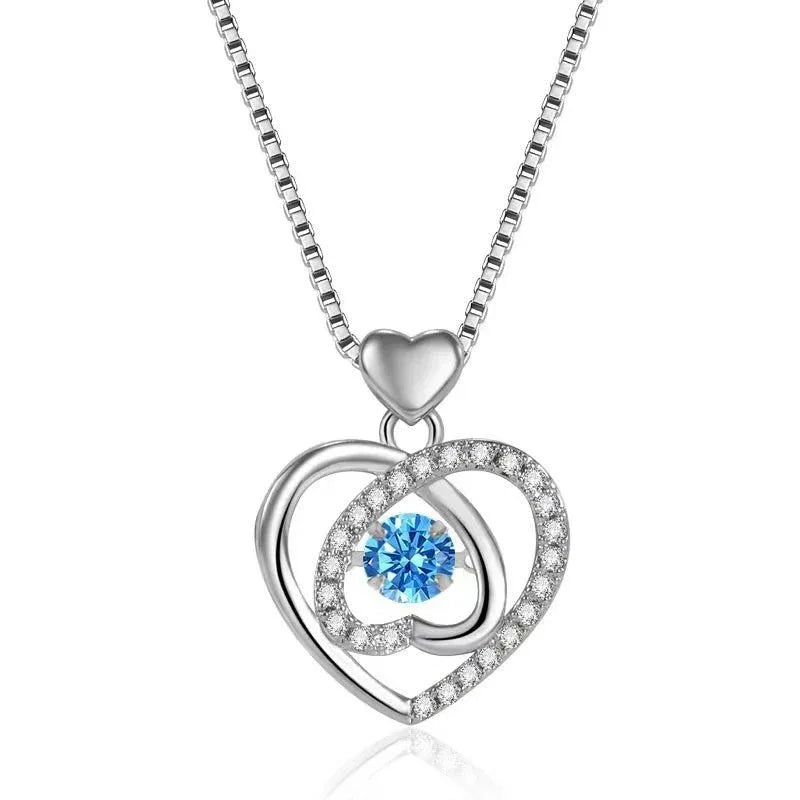 Faux Aquamarine Floating Heart Jewelry Set - Bazaare Mart