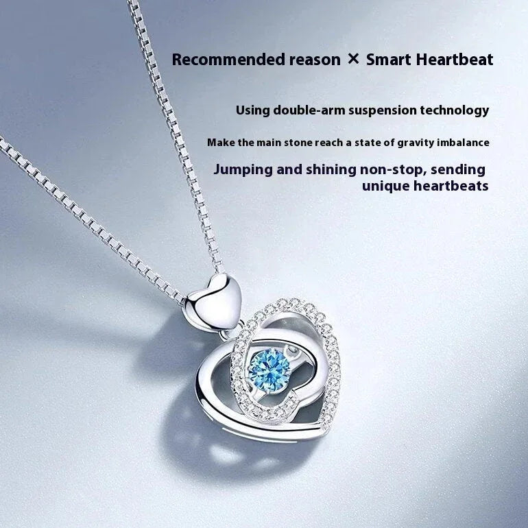 Faux Aquamarine Floating Heart Jewelry Set - Bazaare Mart