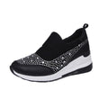 Rhinestone Sneakers Black Bazaare Mart Rhinestone Casual Slip On Shoes