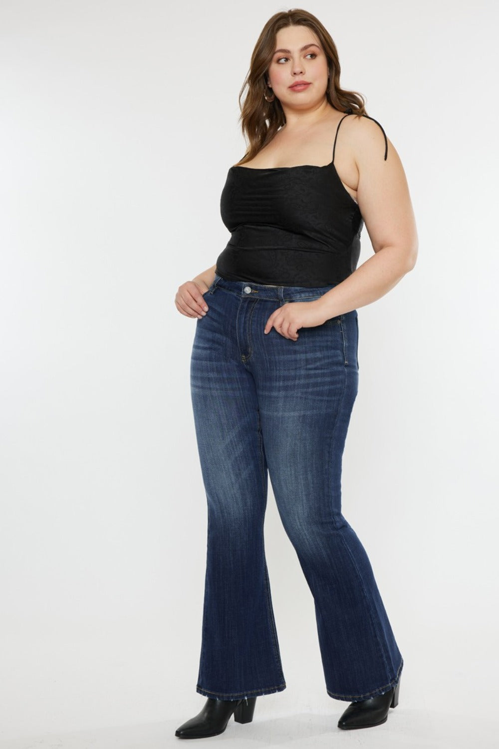 Light Stretch Plus Size Mid Rise Flare Jeans