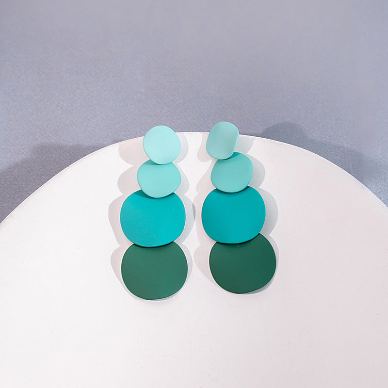 Macaron Wafer Tassel Stud Earrings Korean Style