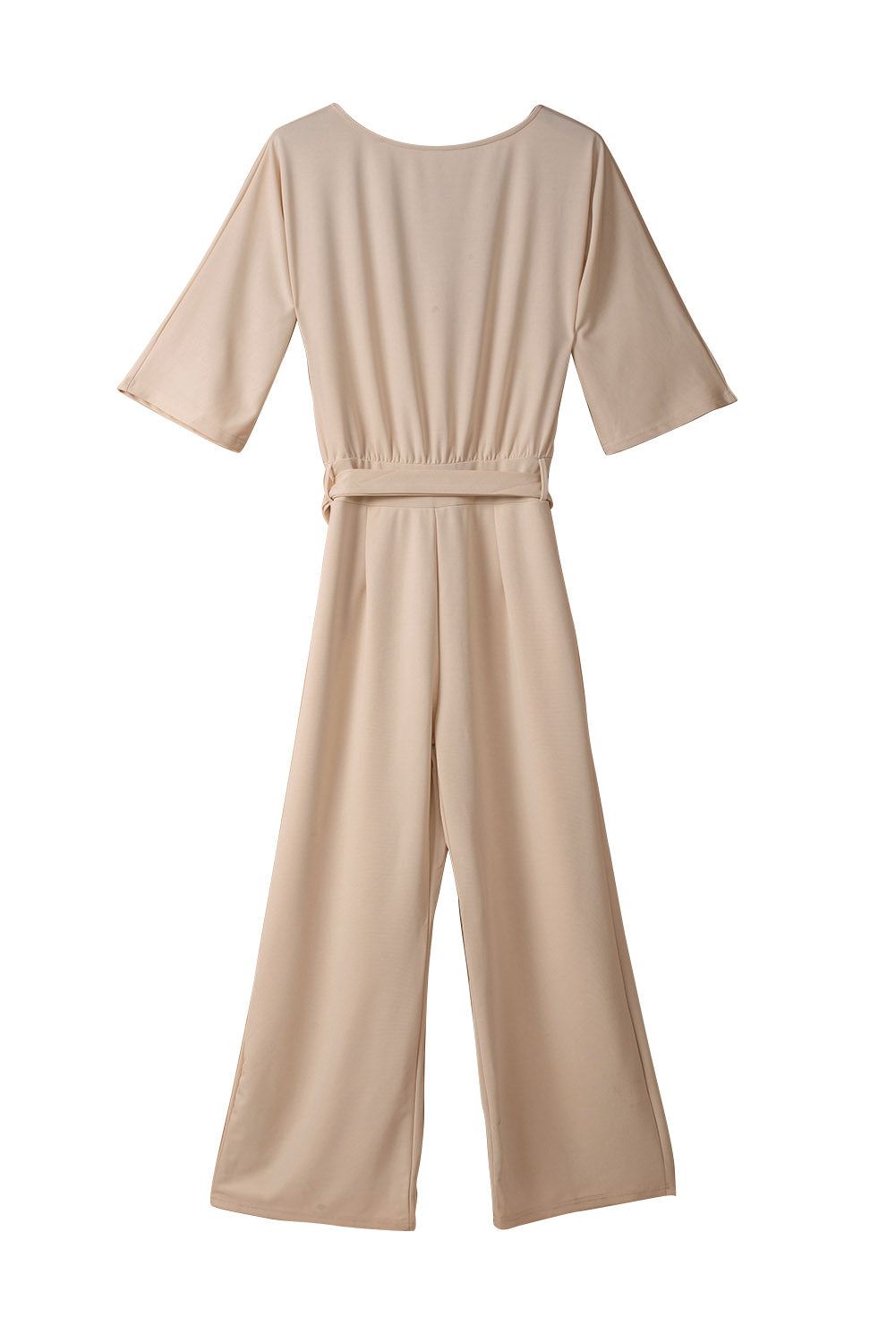 Classy Apricot 3/4 Sleeve Waist Tie Jumpsuit