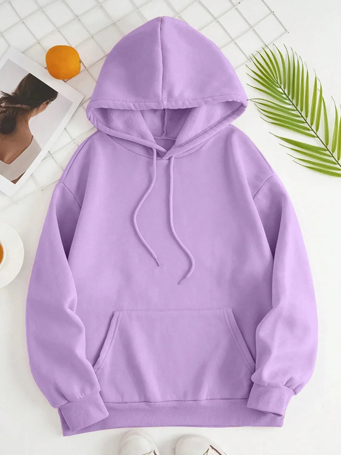 Plain Dropped Shoulder Hoodie Trendsi Drawstring Dropped Shoulder Hoodie