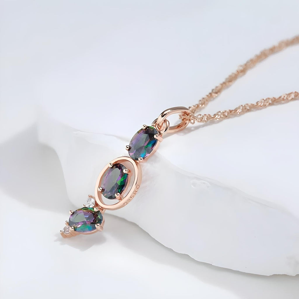 Triple Rainbow Zircon Necklace
