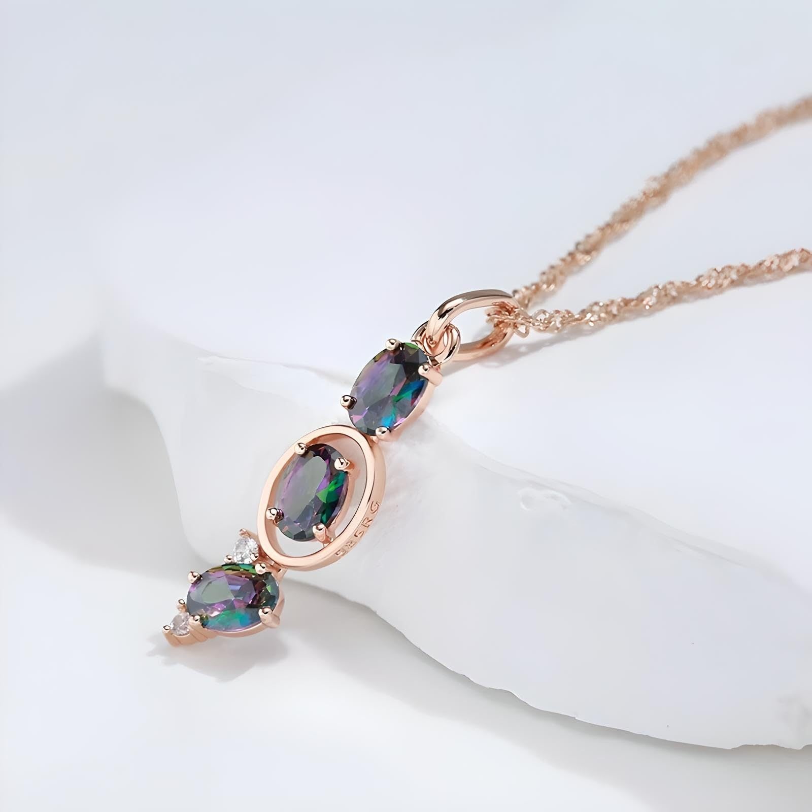 Triple Rainbow Zircon Necklace