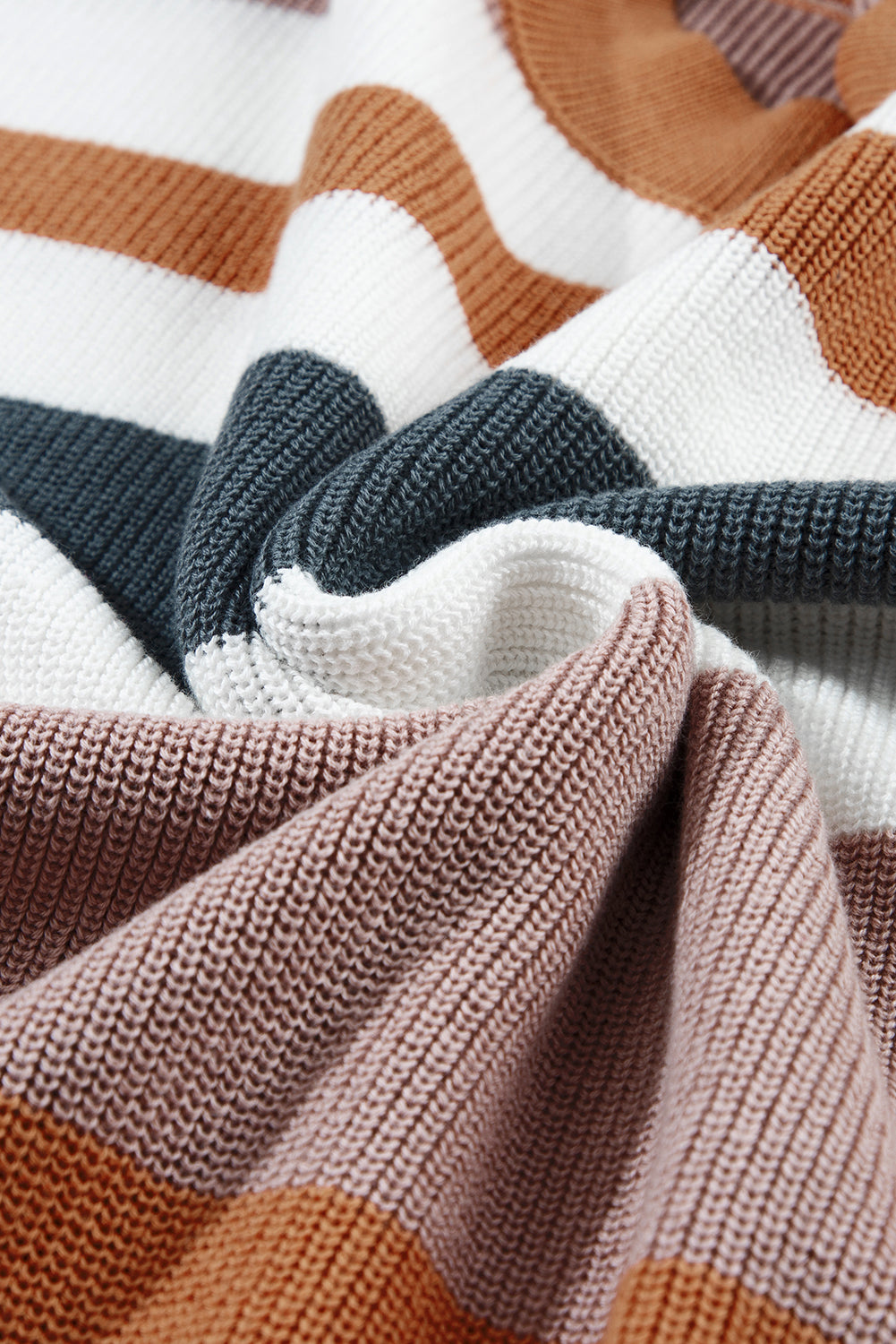 Taupe Classic Round Neck Colorblock Knit Sweater
