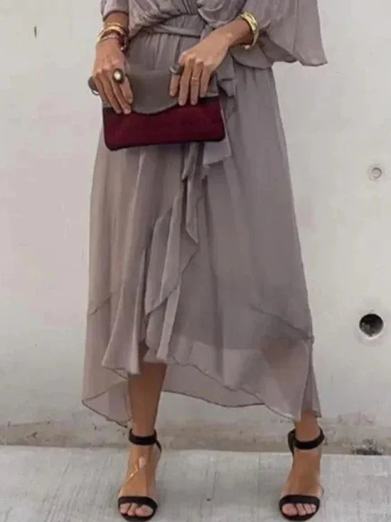 Flowy Midi Dress with Flutter Sleeves Bazaare Mart Flowy Half Sleeve Midi Dress