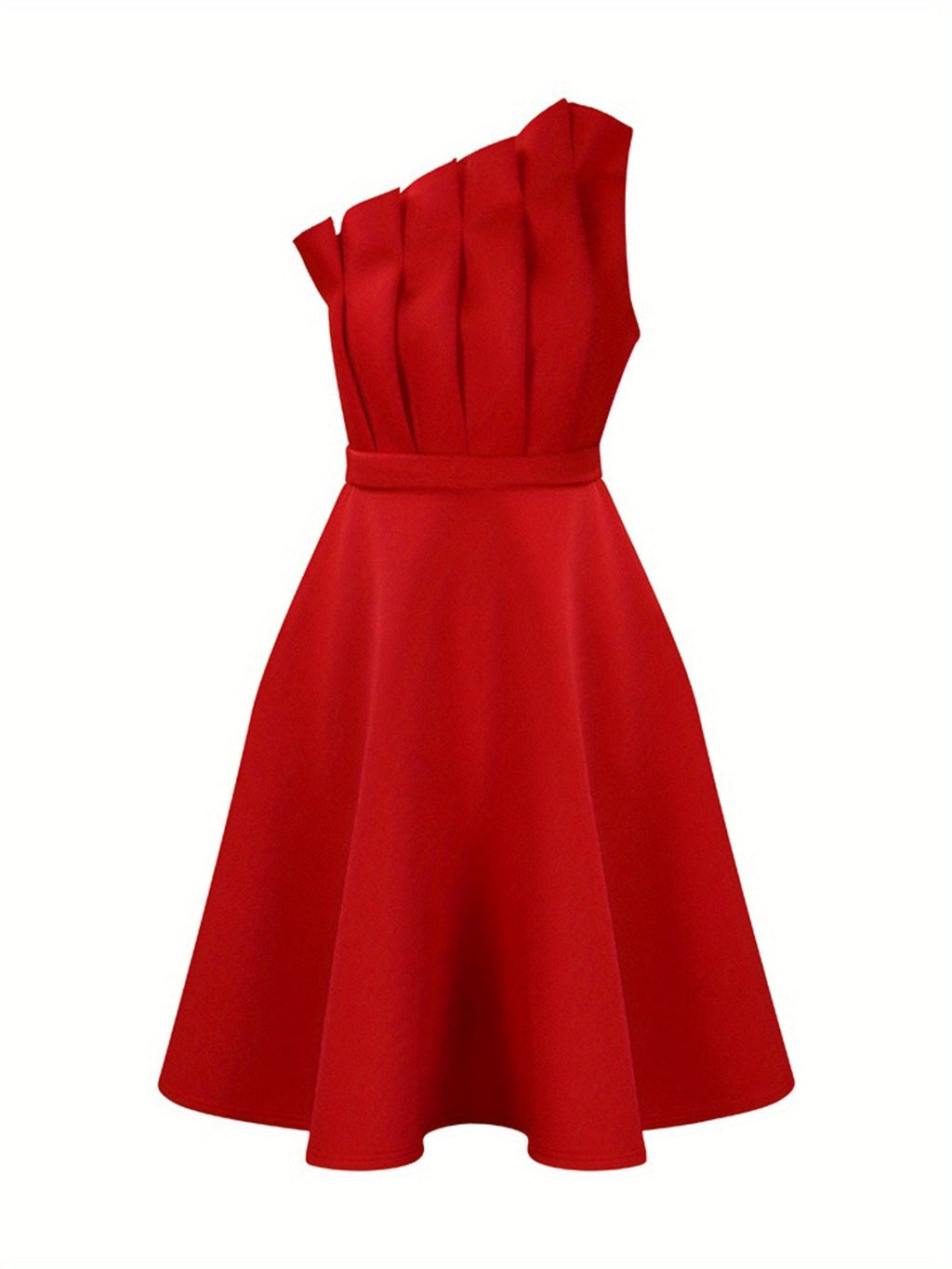 Pleated High-Waisted Bridesmaid Dress