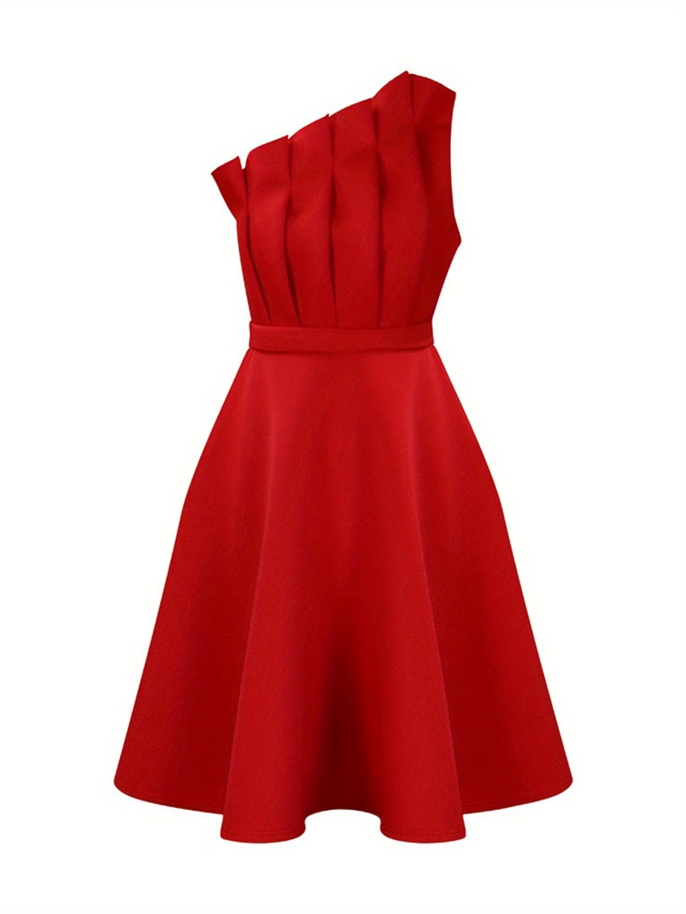 Pleated High-Waisted Bridesmaid Dress
