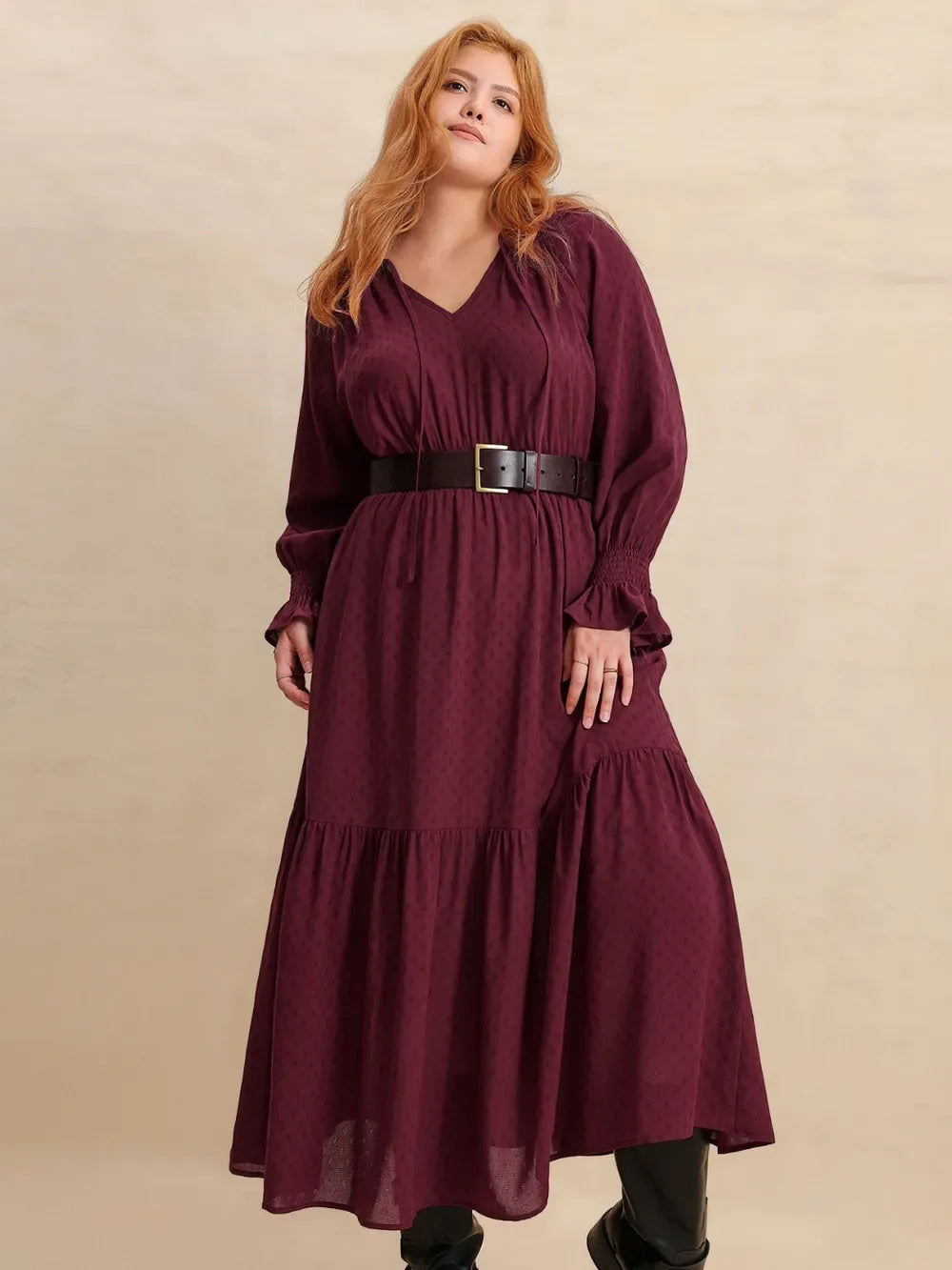 Burgundy Swiss Dot Maxi Dress Bazarre Mart Burgundy Swiss Dot Midi Dress
