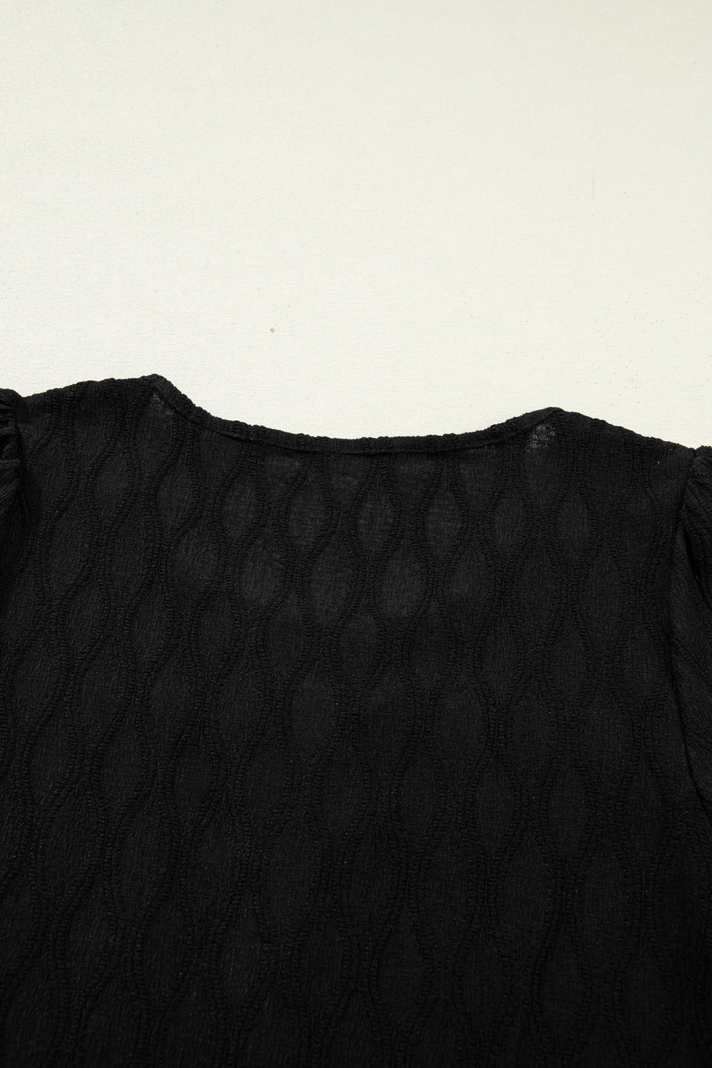 Solid Color Textured Notched Neck Puff Sleeve Blouse Bazaare Mart Tops/Blouses & Shirts