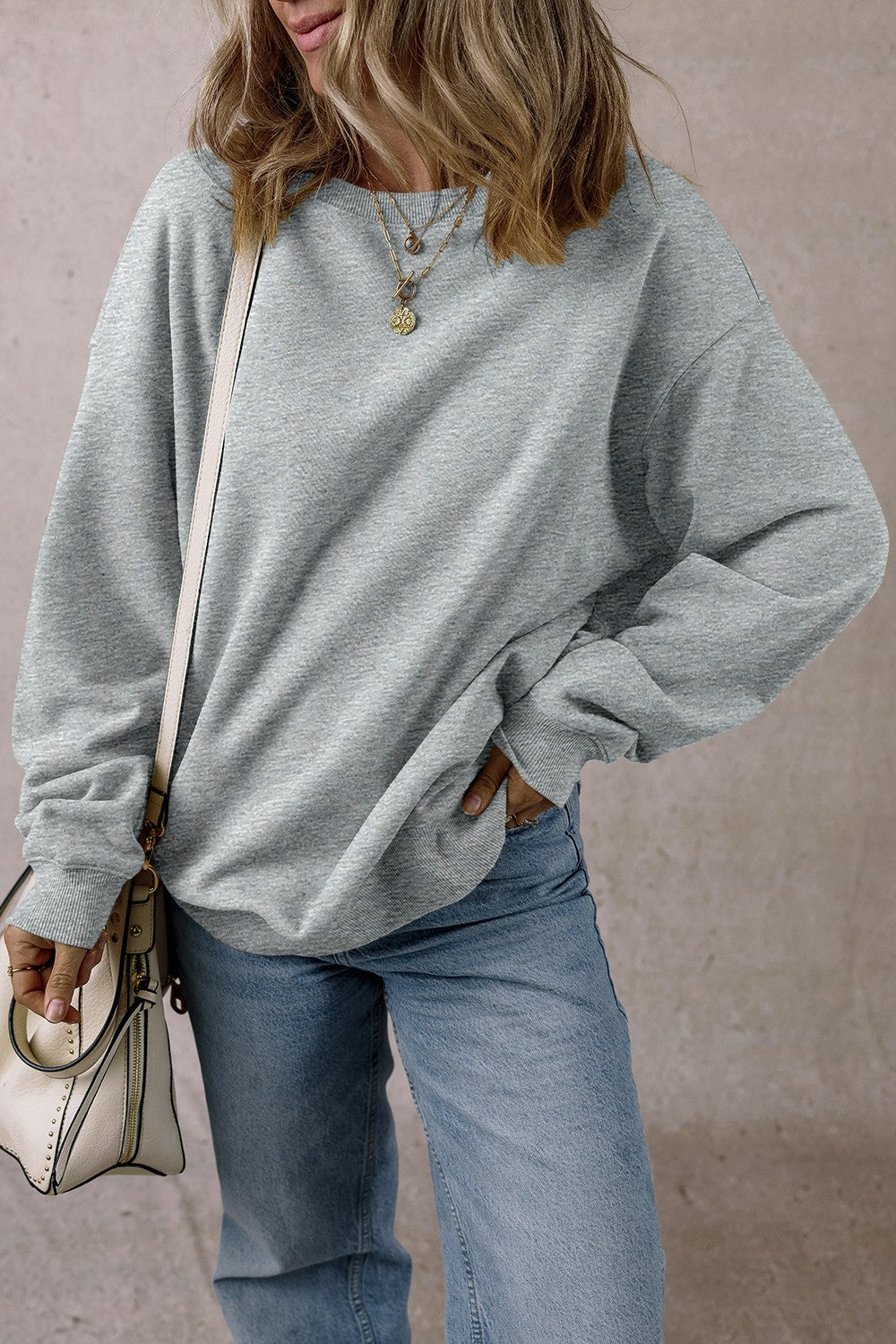 Solid Color Sweatshirt with Pockets