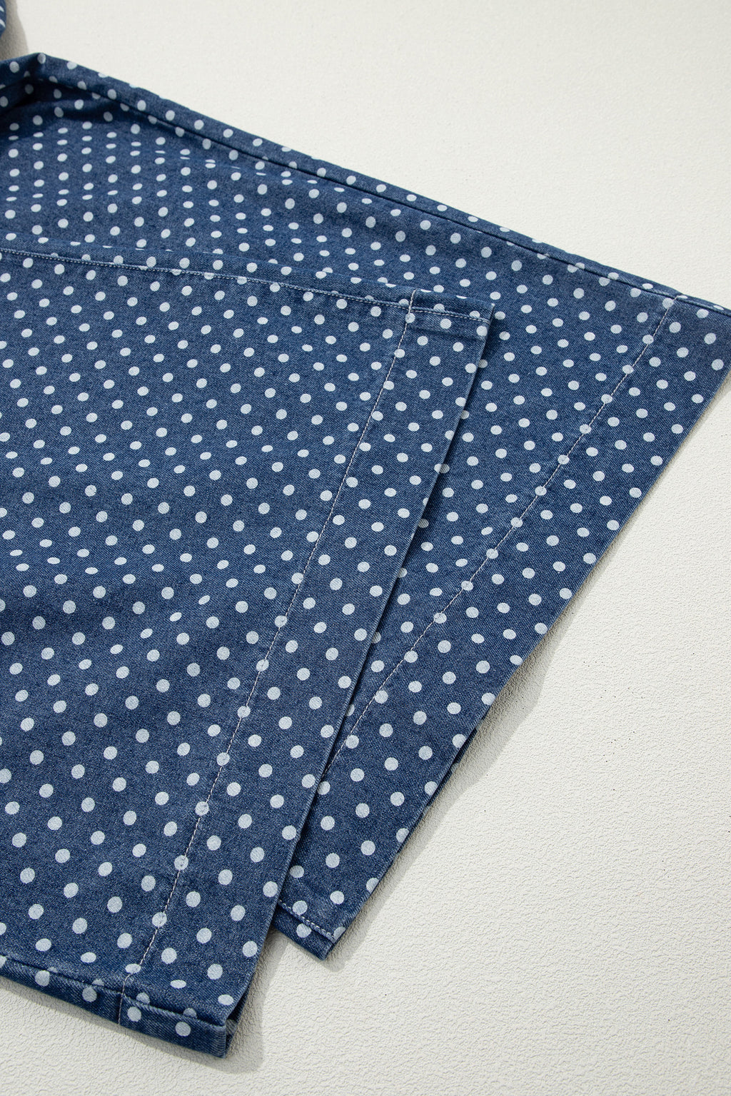 Sky Blue Polka Dot Print Button Pleated Detail Wide Leg Jeans Dear-Lover Dropshipping Bottoms/Jeans
