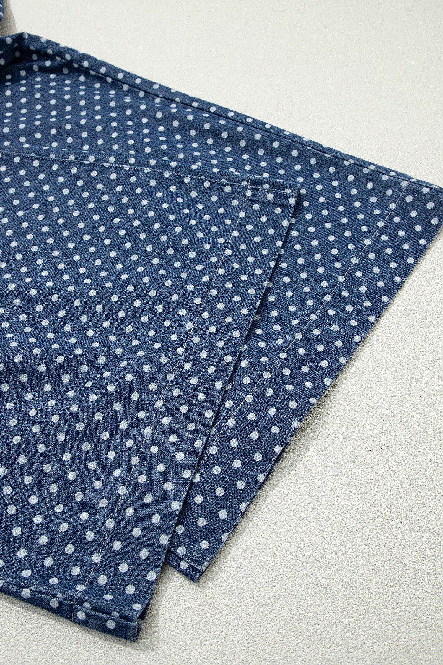 Sky Blue Polka Dot Print Button Pleated Detail Wide Leg Jeans Dear-Lover Dropshipping Bottoms/Jeans