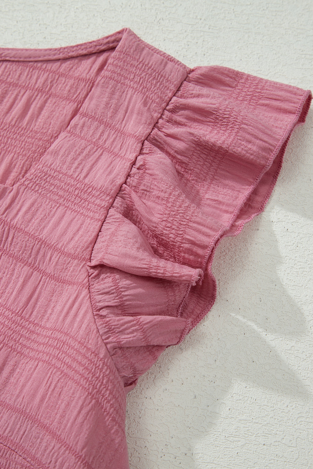 Textured Flutter Sleeve Shorts Set – Square Neck Top & Shirred High Waist Shorts Dear-Lover Dropshipping Two Piece Sets/Short Sets