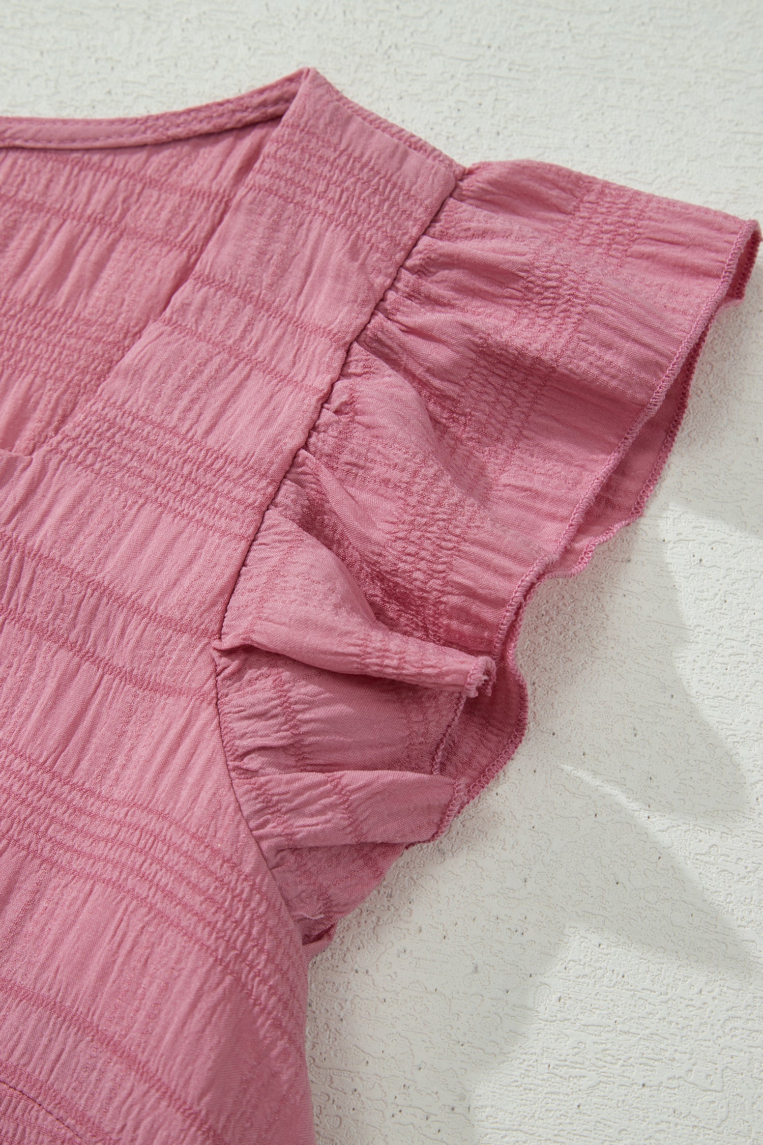 Textured Flutter Sleeve Shorts Set – Square Neck Top & Shirred High Waist Shorts Dear-Lover Dropshipping Two Piece Sets/Short Sets