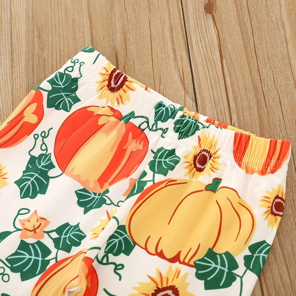 Toddler Fall Pumpkin Print Dress Set