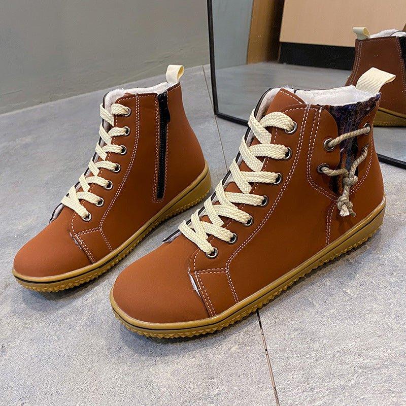 Fleece Lined Zip Ankle Boots Bazaare Mart PU Suede Fleece Lined Shoes