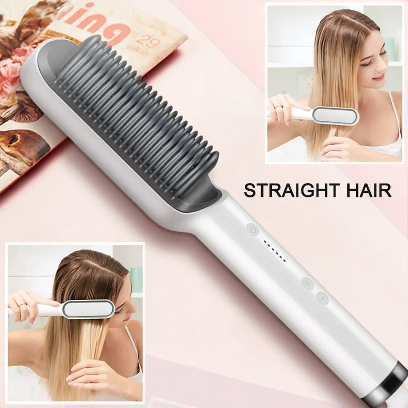 Electric Heated Hair Straightener Brush