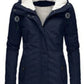 Fur Lined Waterproof Jacket Navy Blue Hat String Clip Bazaare Mart Fur Lined Waterproof Jacket