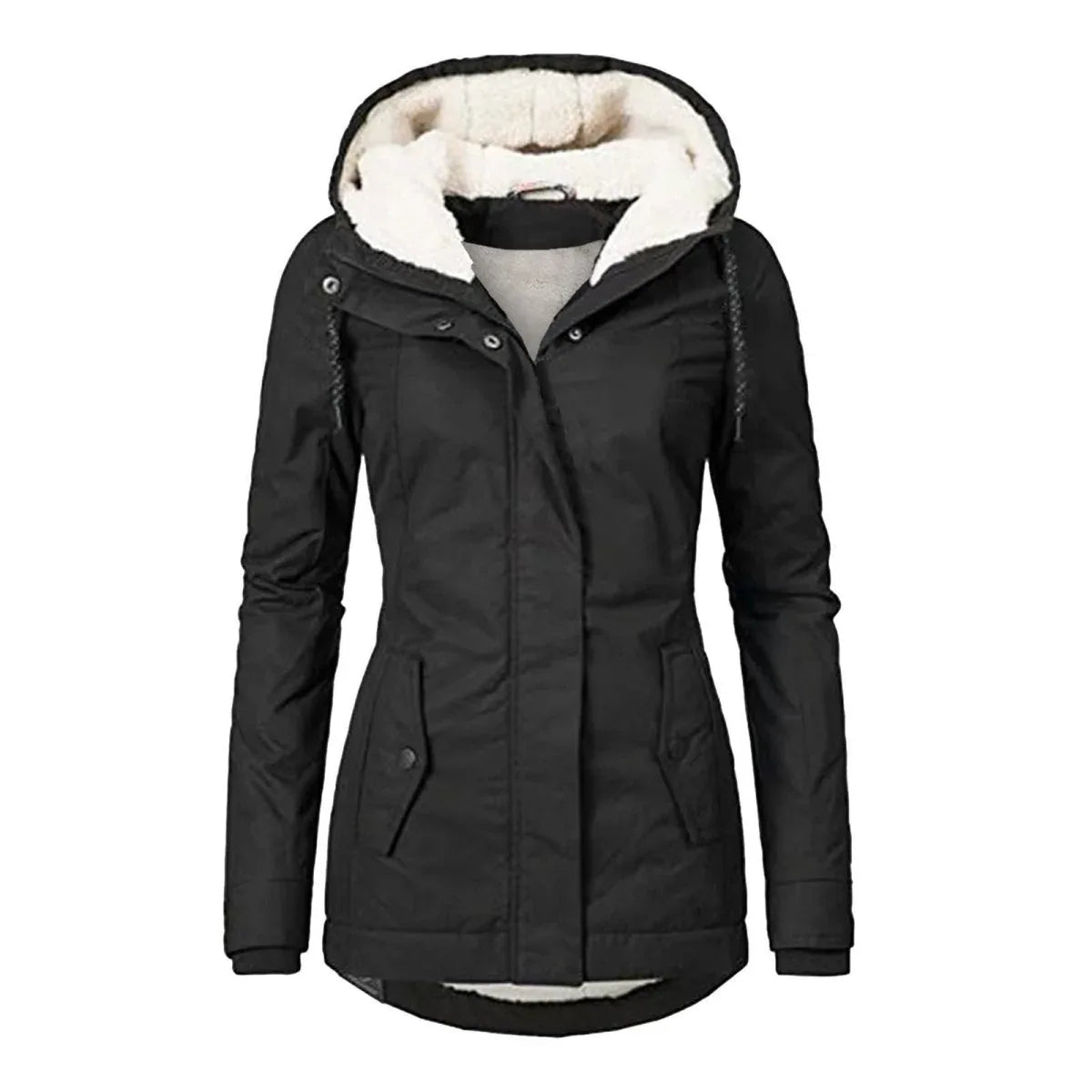 Fur Lined Waterproof Jacket Black