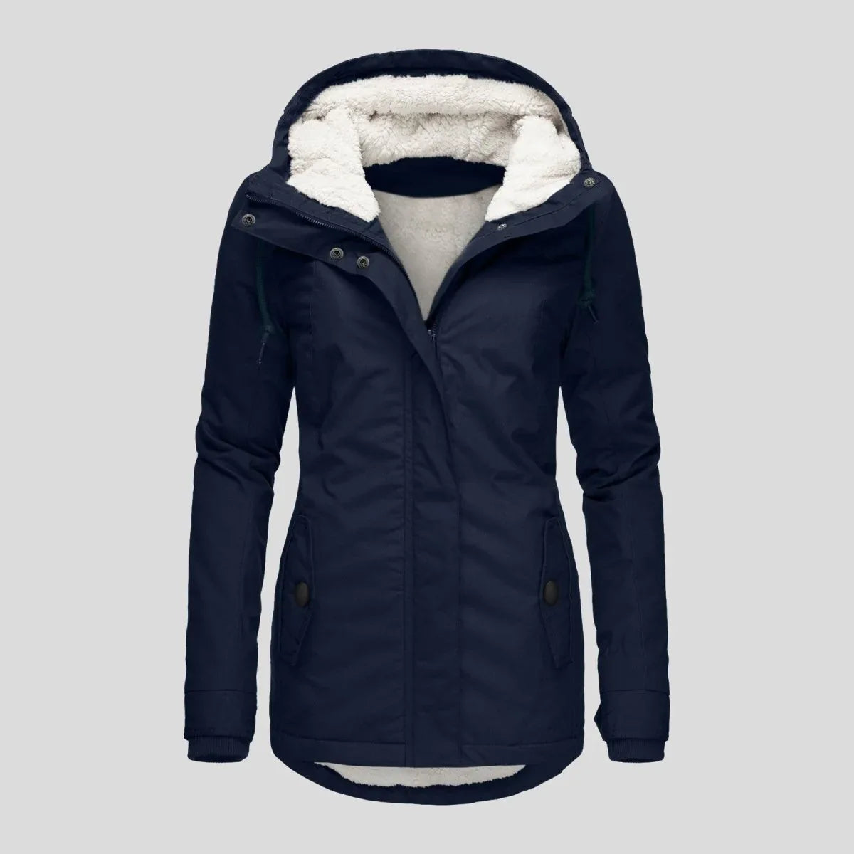 Fur Lined Waterproof Jacket Navy Blue