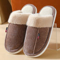 Fur Mouth Corduroy Non-slip Closed Toe Slippers Coffee Bazaare Mart Thermal Slippers