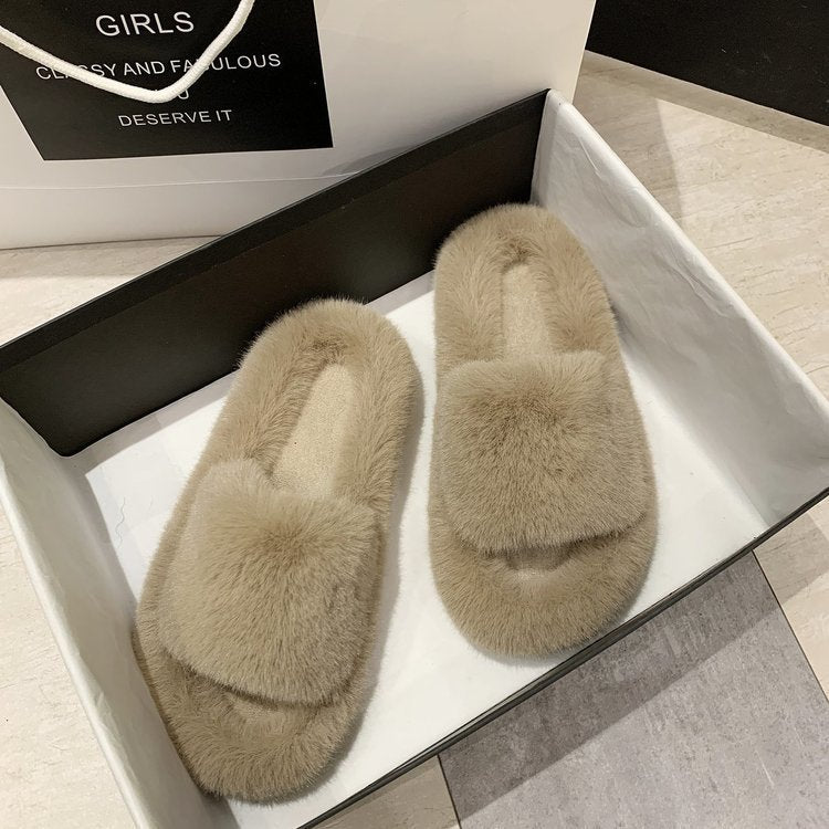 Furry Open Toe Slippers - Bazaare Mart