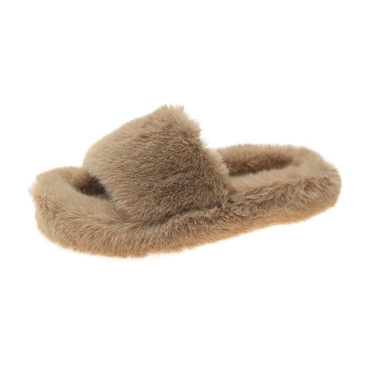 Furry Open Toe Slippers - Bazaare Mart