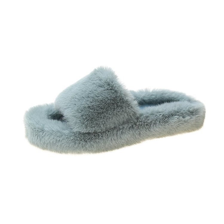 Furry Open Toe Slippers - Bazaare Mart