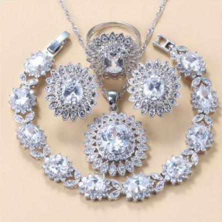 Garnet CZ 4 Pc Jewelry Set - Bazaare Mart