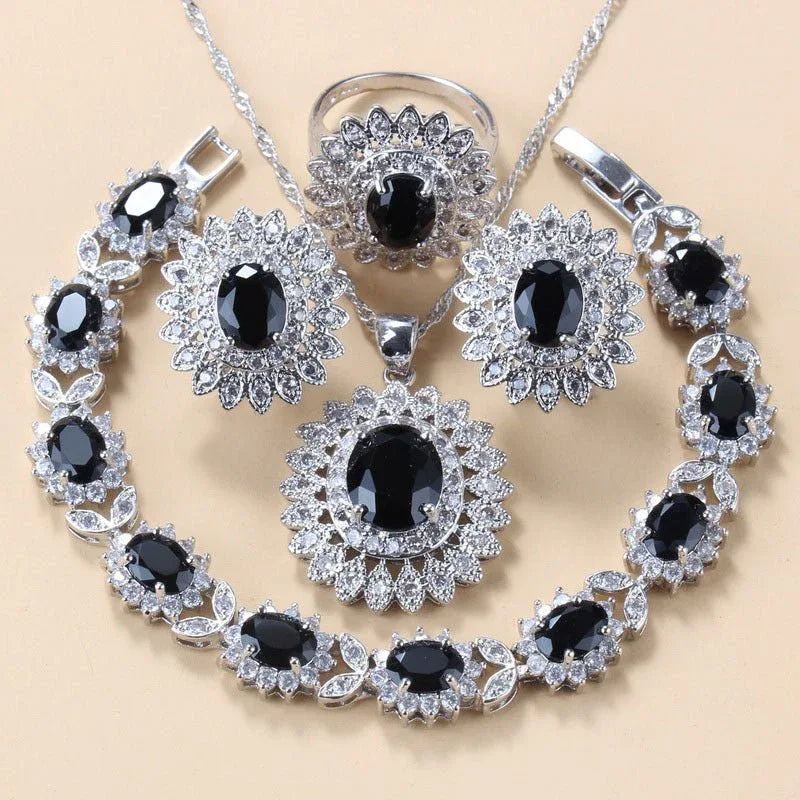 Garnet CZ 4 Pc Jewelry Set - Bazaare Mart