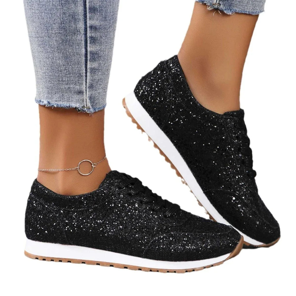 Glitter Lace-up Sneakers Bazaare Mart Glitter Canvas Sneakers