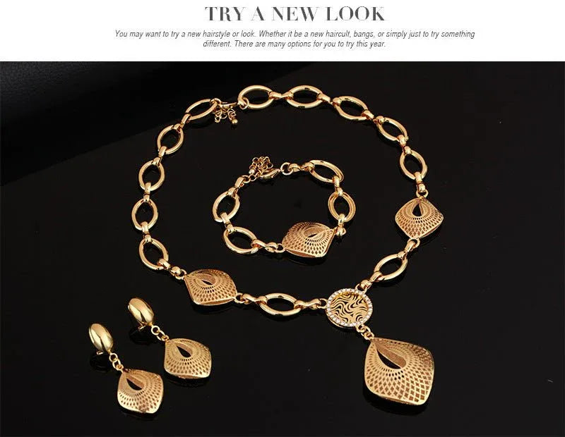 Gold Geo 4pc Jewelry Set - Bazaare Mart