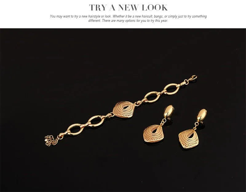 Gold Geo 4pc Jewelry Set - Bazaare Mart