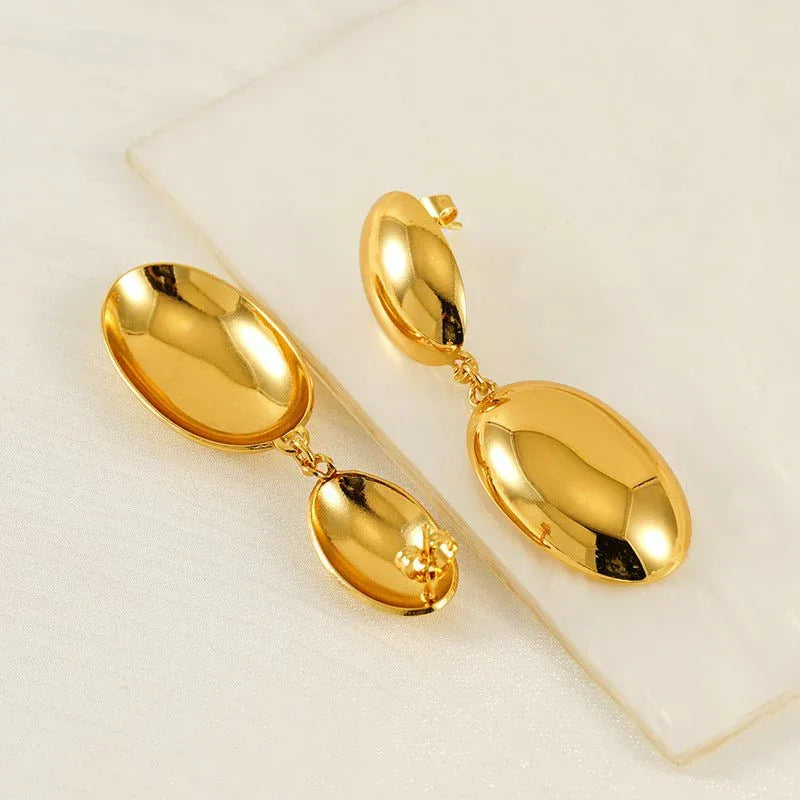 Gold Oval Drop Earrings Bazaare Mart Gold Oval Dangle Earrings