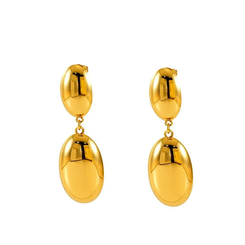Gold Oval Drop Earrings Bazaare Mart Gold Oval Dangle Earrings