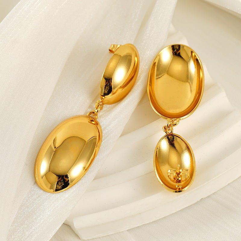 Gold Oval Drop Earrings Bazaare Mart Gold Oval Dangle Earrings