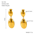 Gold Oval Drop Earrings ZXG1444 Gold Stainless Steel Bazaare Mart Gold Oval Dangle Earrings
