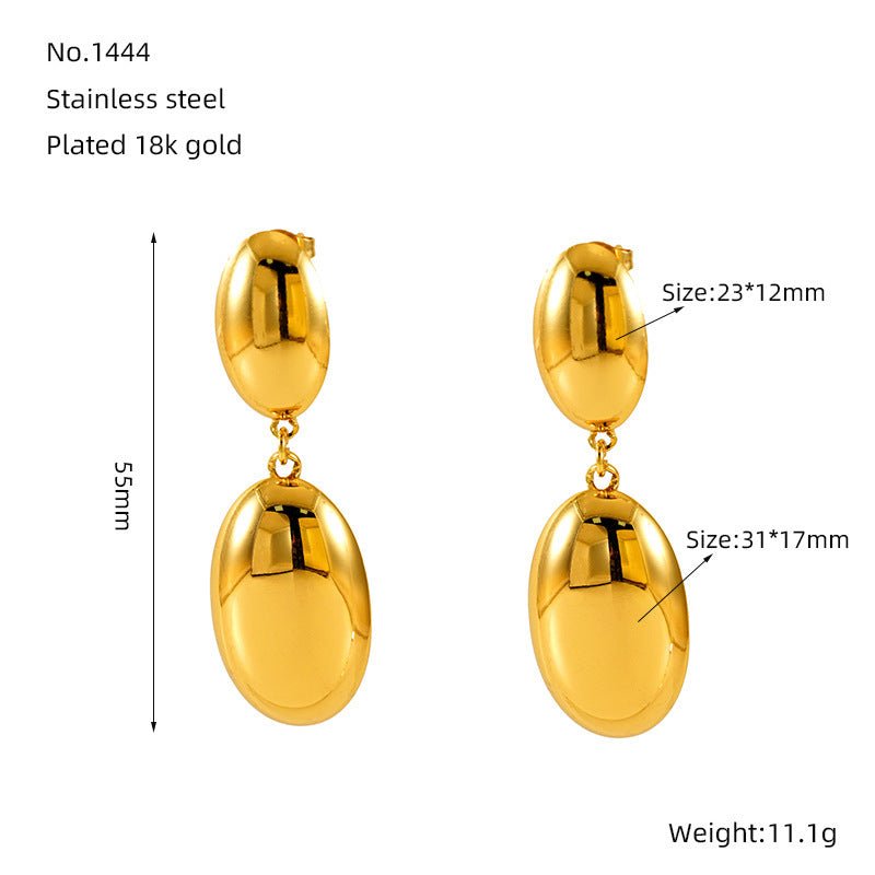 Gold Oval Drop Earrings - Bazaare Mart