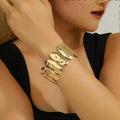 Gold Oval Exaggerated Elliptical Stretch Bracelet Gold Bazaare Mart Gold Bracelet